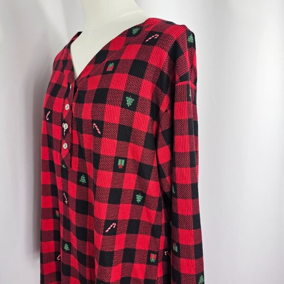 Jaclyn NY Red Buffalo Plaid Holiday Print Henley Pajama Set Women's Size M NWOT - Picture 5 of 15